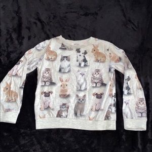 H&M kids sweater size 4-6 bunny kittens puppies